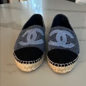 CHANEL Navy and Black Espadrilles